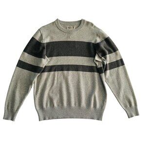 Duluth Trading Men's Size M Strongarm Striped Crew Neck Gray Sweater NEW